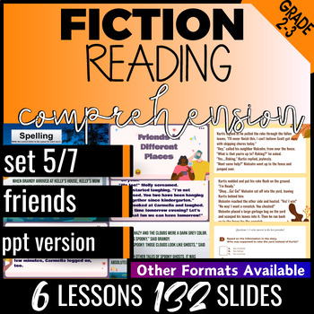 Preview of Friends Fiction Reading Passages and Comprehension Questions PowerPoints