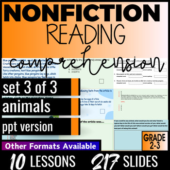 Preview of Animals Nonfiction Reading Passages and Comprehension Questions PowerPoints