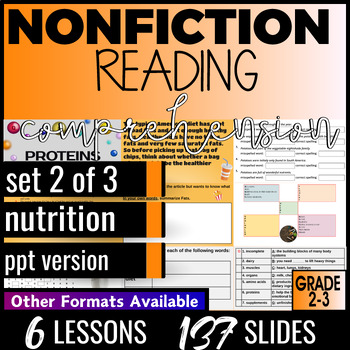 Preview of Nutrition Nonfiction Reading Passages with Comprehension Questions PowerPoints