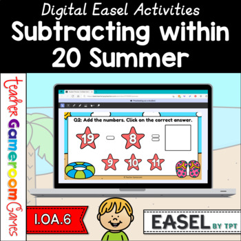 Preview of  Summer Subtraction within 20 Easel Activity