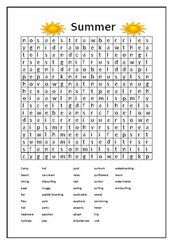 Preview of 'Summer' *secret message* word search (advanced level)