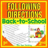 Following Directions | Back to School Reading Comprehension