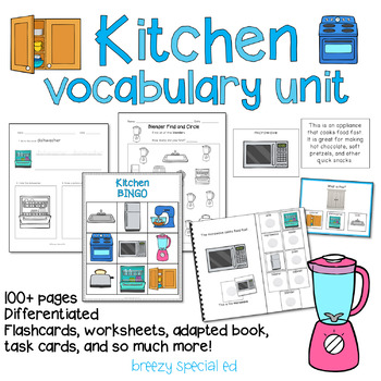 Preview of Basic Kitchen Vocabulary Unit for Special Education Life Skills