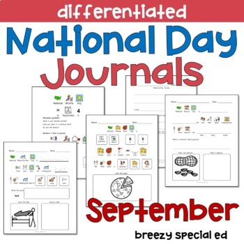 Preview of SEPTEMBER National Days Differentiated Journals for special education