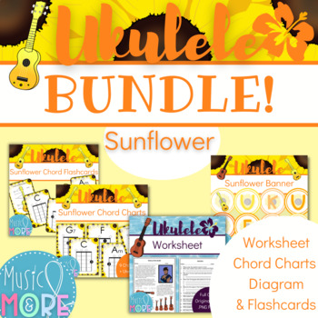 Preview of {Sunflower} Ukulele Bundle! (with Ukulele Diagram, Chord Charts, and Worksheet!)