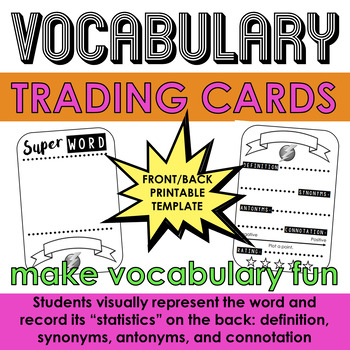 Preview of "Super Word" Vocabulary Trading Card Template - a FUN way to teach vocab!