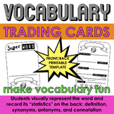 "Super Word" Vocabulary Trading Card Template - a FUN way 