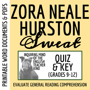 Preview of "Sweat" by Zora Neale Hurston Quiz and Answer Key for High School (Printable)