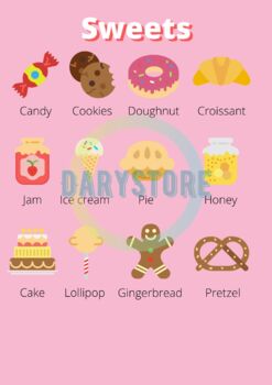 Preview of "Sweets" Poster Language Classroom Posters Vocabulary Printables