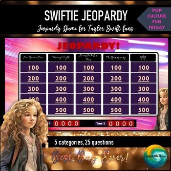 Preview of "Swiftie" Jeopardy Gameshow for Taylor Swift fans / Fun Friday Music Game/Trivia