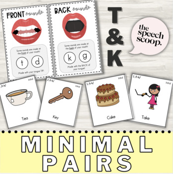 Preview of /T, K/ MINIMAL PAIRS Fun Flash Cards with Visuals and Sorting Activity
