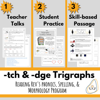 Preview of -TCH & -DGE Trigraphs For Intermediate Grades- Orton Gillingham Print and Go!