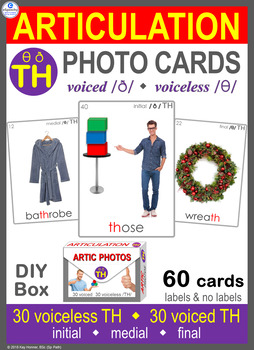 Preview of */TH/ Articulation 60 voiced & voiceless Photo Flash Cards : Speech Therapy