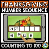 BOOM CARDS THANKSGIVING MATH ORDER NUMBERS TO 100 ACTIVITY