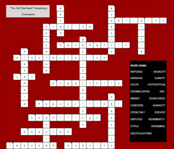 THE TELL TALE HEART DIGITAL GOOGLE SHEETS CROSSWORD GREAT FOR VIRTUAL