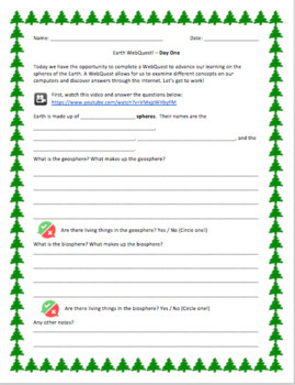 Preview of **THREE DAY** Earth's Spheres WebQuest