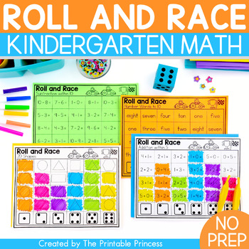 Preview of Roll and Race Kindergarten Math Games | Roll and Cover Dice Games