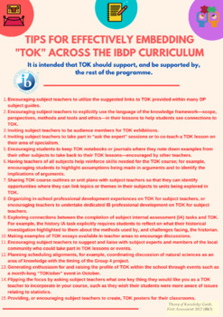 Preview of "TOK ACROSS THE IBDP CURRICULUM" POSTER!