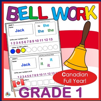 Preview of Canadian Daily Grade One Morning Bell Work Year Long with Math Number Practice
