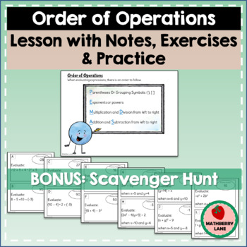 Preview of Order of Operations Lesson with Bonus Scavenger Hunt Activity