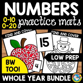Preview of NUMBER MATS & CARD ACTIVITIES MATCHING TRACING MATH CENTER FLASH CARDS 0-10 0-20