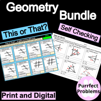 Preview of This or That Geometry Bundle with 100 Self Checking Digital Activities