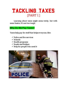 Preview of "Tackling Taxes" - Part 1 + Multiple Choice Worksheet (Financial Literacy)
