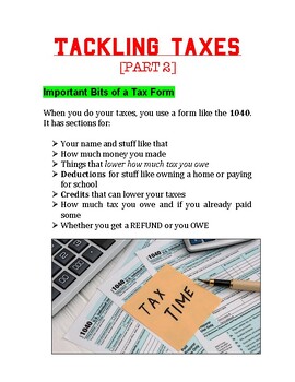 Preview of "Tackling Taxes" (Part 2) + Multiple Choice Worksheet (Financial Literacy)