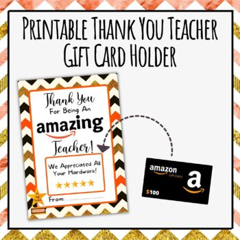 Teacher Appreciation Week Gift Card | Thank You Teacher Gift Card Holder