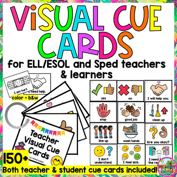 Preview of Teacher and Student Picture Visual Cue Cards for ESOL, ELL, SPED, Newcomers
