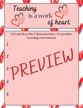 Preview of Education and Training- Positive Learning Environment Handout - Valentine's Day