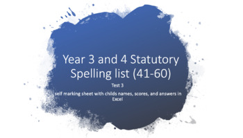 Preview of `Test 3 Year 3 and 4 UK Curriculum statutory self-marking spelling test