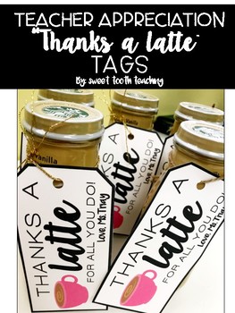 Preview of "Thanks a Latte" Teacher Appreciation Gift Tags