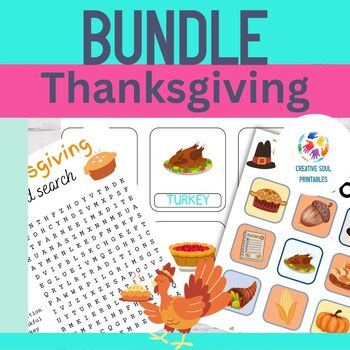 Preview of  Thanksgiving Bundle| Wordsearch, Bingo, Matching Game