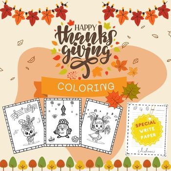 Preview of "Thanksgiving Fun" : Printable Coloring Pages (+writing papers) 