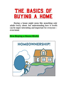 Preview of "The Basics of Buying a Home" + Multiple Choice Worksheet (Financial Literacy)