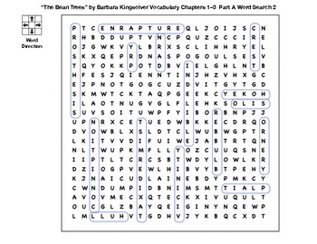 The Bean Trees Vocabulary Chapters 1 3﻿ Word Search Part A by BAC