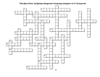 The Bean Trees by Barbara Kingsolver Vocabulary Chapters 13 17 Crossword