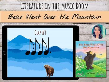 Preview of "The Bear Went Over the Mountain" Song, 6/8 Time Signature, Rhythm Worksheet