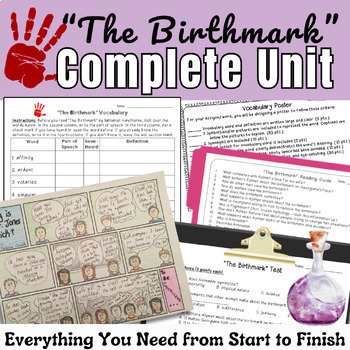 Preview of The Birthmark Bundle by Nathaniel Hawthorne: Activities, Stations, Vocab, Test