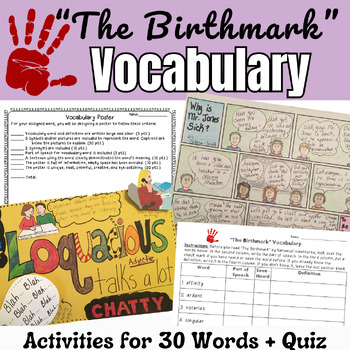 Preview of The Birthmark by Nathaniel Hawthorne Vocabulary Poster or Comic Task, Quiz