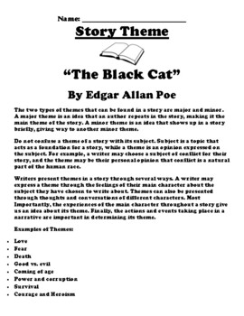 Preview of “The Black Cat” By Edgar Allan Poe Theme Worksheet