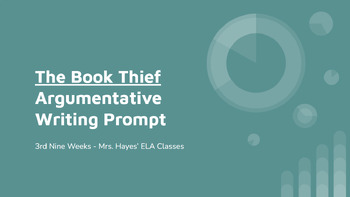 Preview of _The Book Thief_ Argumentative Writing Prompt Slides Assignment
