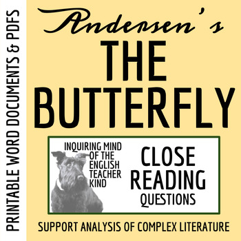 Preview of "The Butterfly" by Hans Christian Andersen Close Reading Analysis Questions