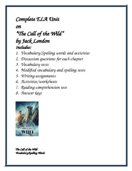Preview of "The Call of the Wild" by Jack London Unit