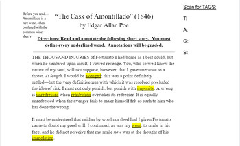 Preview of "The Cask of Amontillado" - Poe (short story & annotation guide)