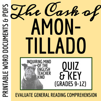 Preview of "The Cask of Amontillado" by Edgar Allan Poe Quiz and Answer Key (Printable)