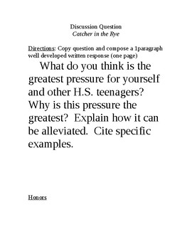 catcher in the rye chapter 13 discussion questions