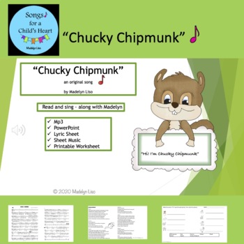 Preview of The Chucky Chipmunk Song/Mp3, PowerPoint, Sheet Music, Lyric and Worksheet