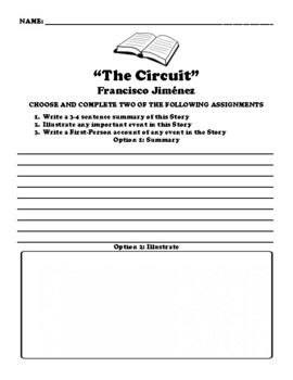 Preview of “The Circuit” Francisco Jiménez UDL CHOICE BOARD WORKSHEET